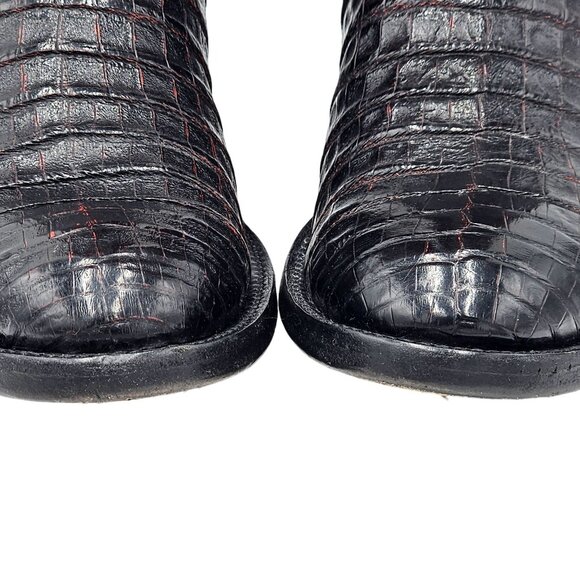 Custom Caiman Belly Cowboy Boots Mens 8.5E Brown Cherry 1 Pc Vamp Texas Western - Picture 10 of 16